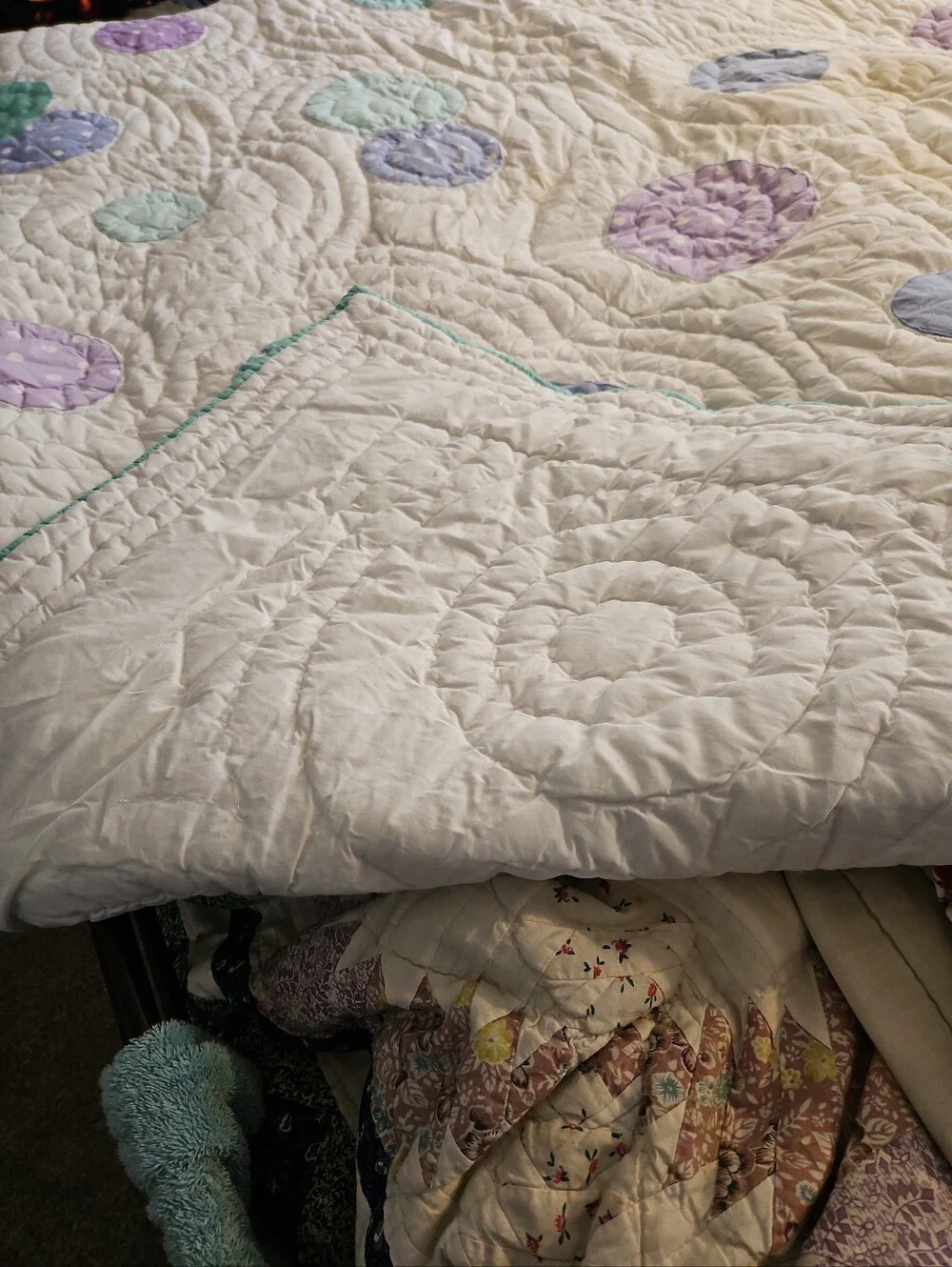 PB TEEN (pottery barn) Full/Queen Pastel Circles Polka Dots Swirl Quilt